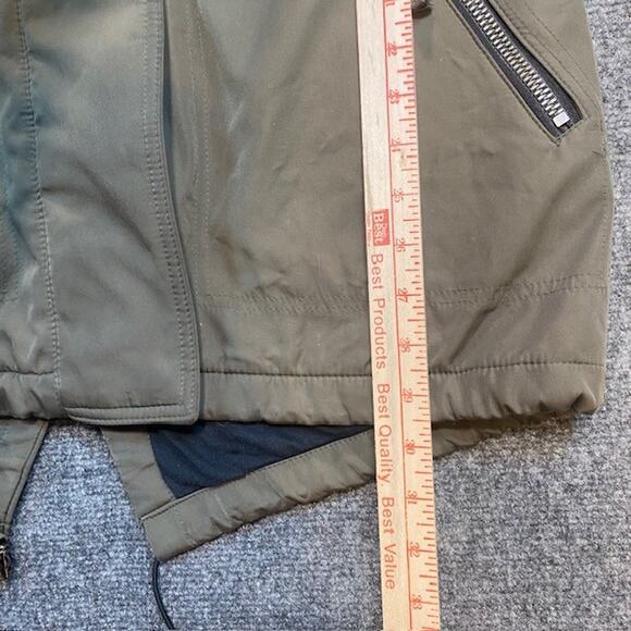 S13 Eskimo Parka Faux Fur Trim Hooded Jacket Army Green Overcoat Womens Medium - Picture 9 of 9